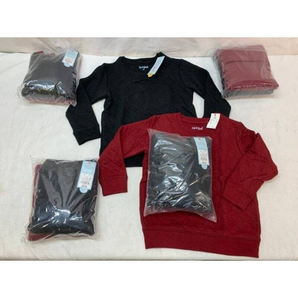 Cat & Jack Quilted Fleece Pullover Sweatshirts Ebony Maroon 5T Boys 2pk NEW WARM
